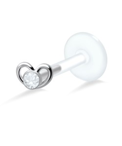 Stone Set Heart Shaped Labrets Push-in LA-735